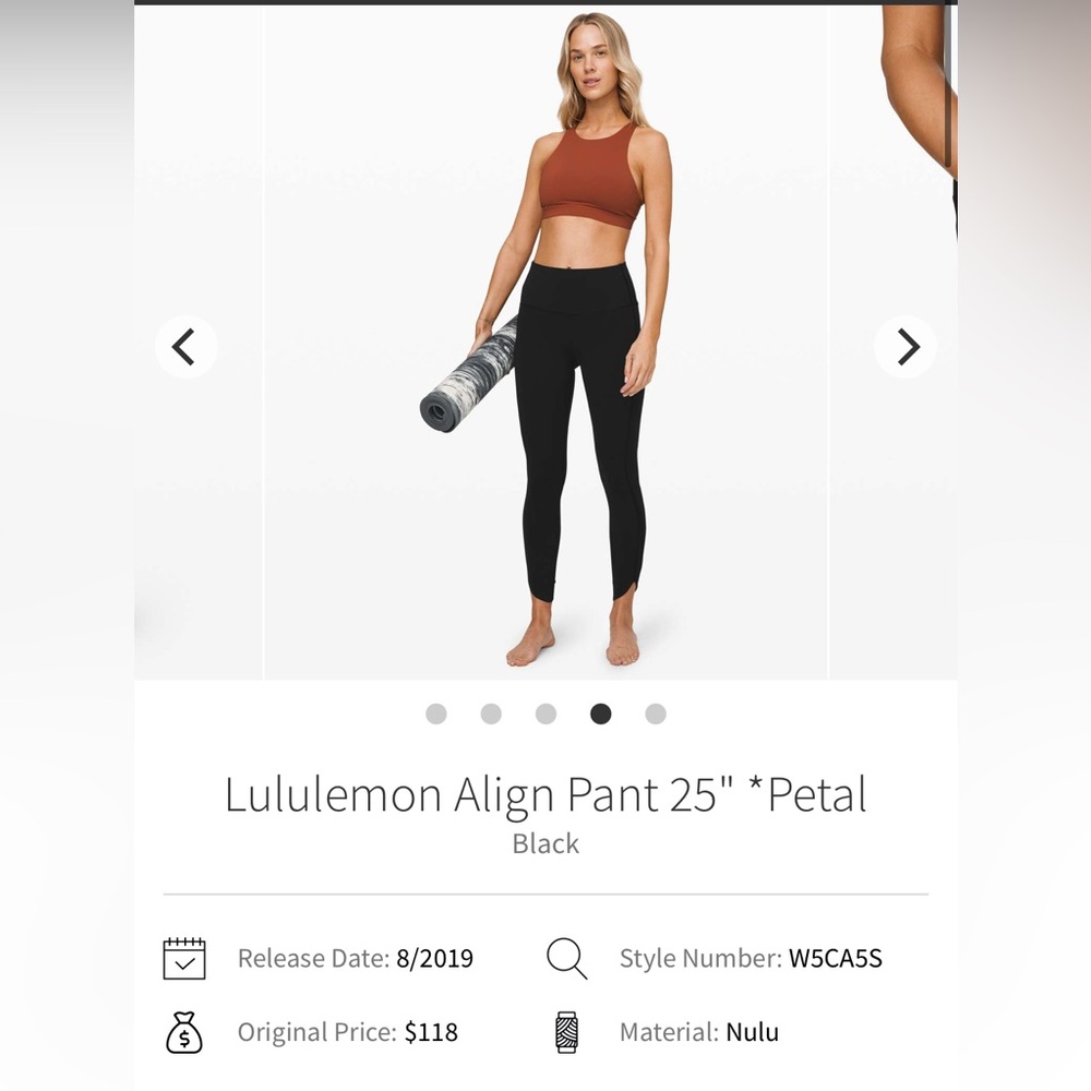 lululemon athletica Black Align Leggings petal 25”